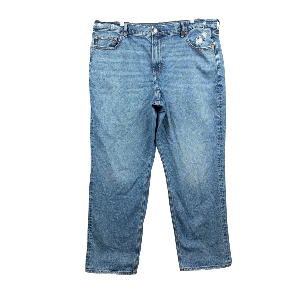 American Eagle Stretch Mom Jeans Womens 20 Regular Blue Distressed High Rise